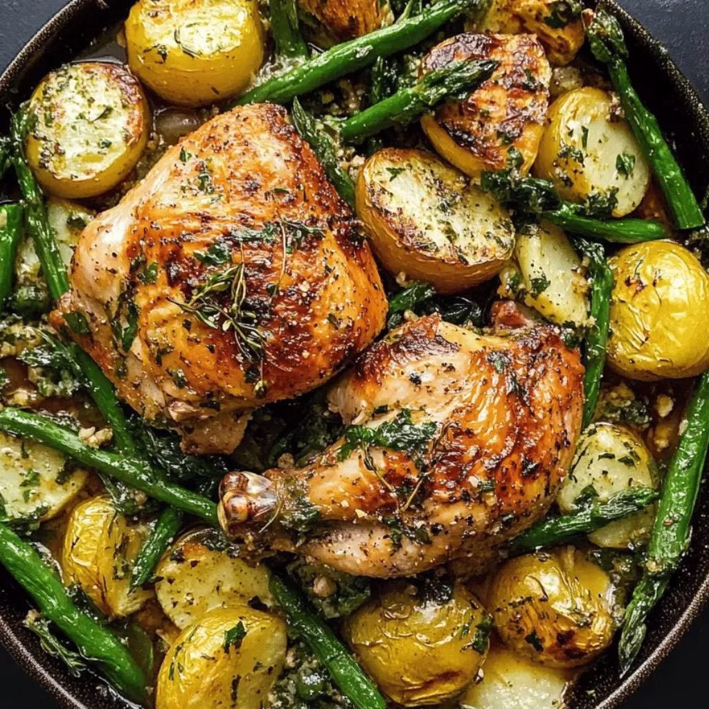Herb Roasted Chicken With Spring Veggies Recipe