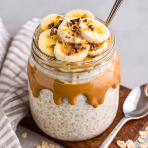 High Protein Peanut Butter Banana Overnight Oats Recipe