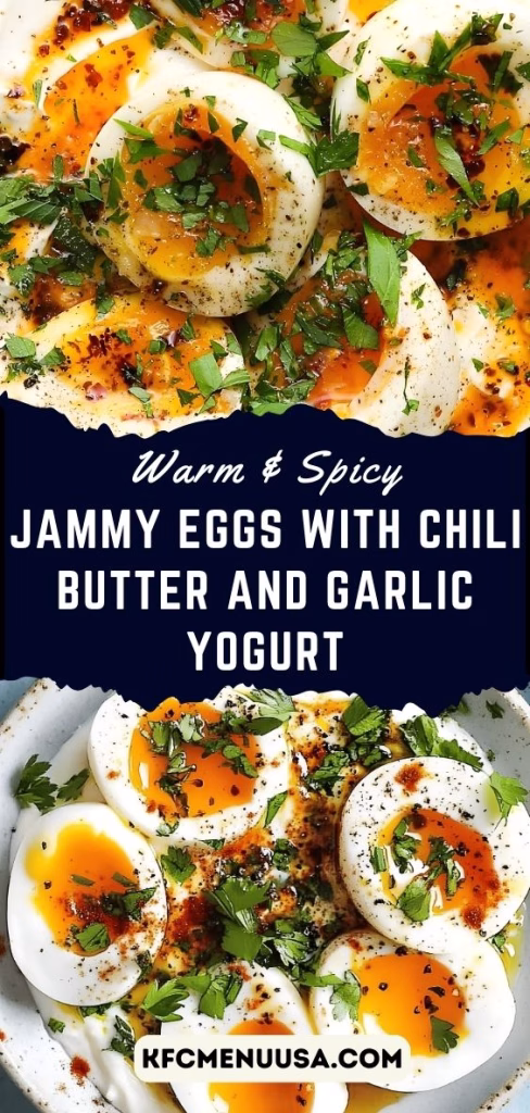 Jammy Eggs with Chili Butter and Garlic Yogurt Recipe