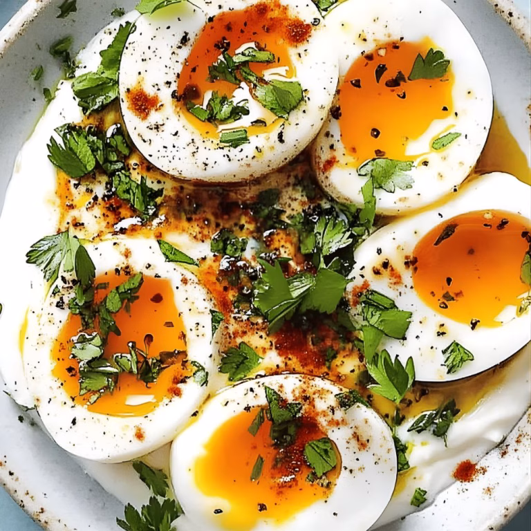 Jammy Eggs with Chili Butter and Garlic Yogurt Recipe