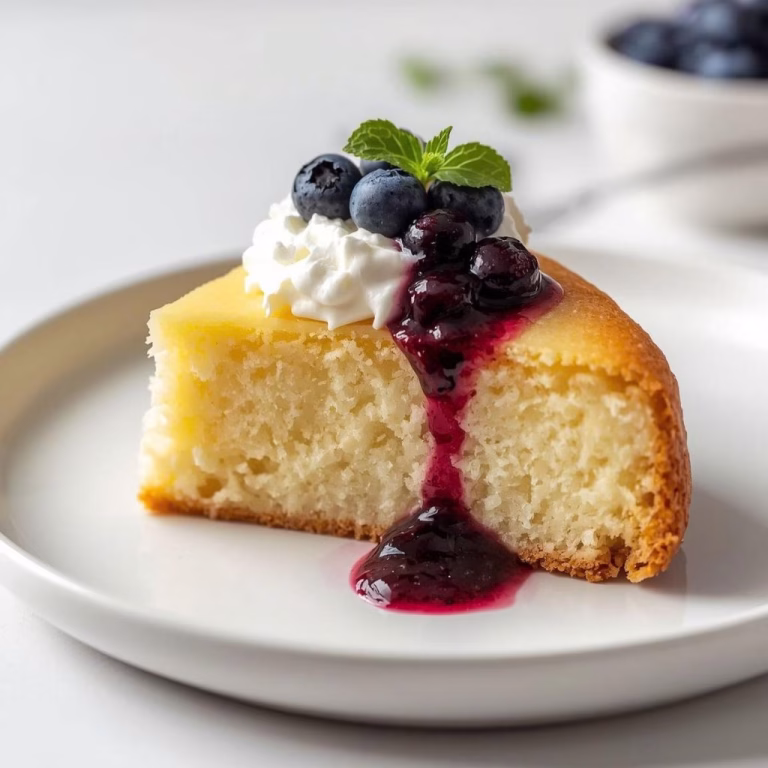 Lemon Ricotta Olive Oil Cake with Cream & Blueberry Compote Recipe