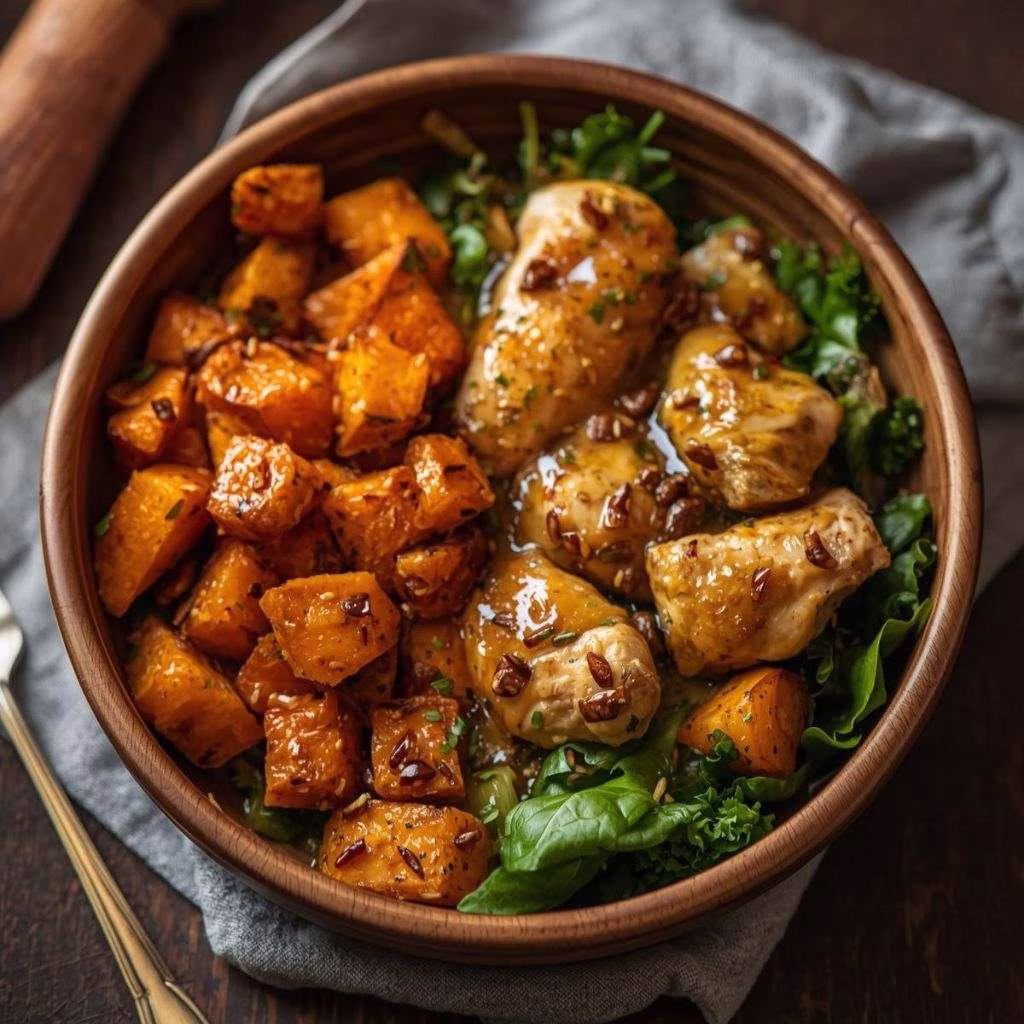 Maple Dijon Chicken & Sweet Potato Bowls Recipe