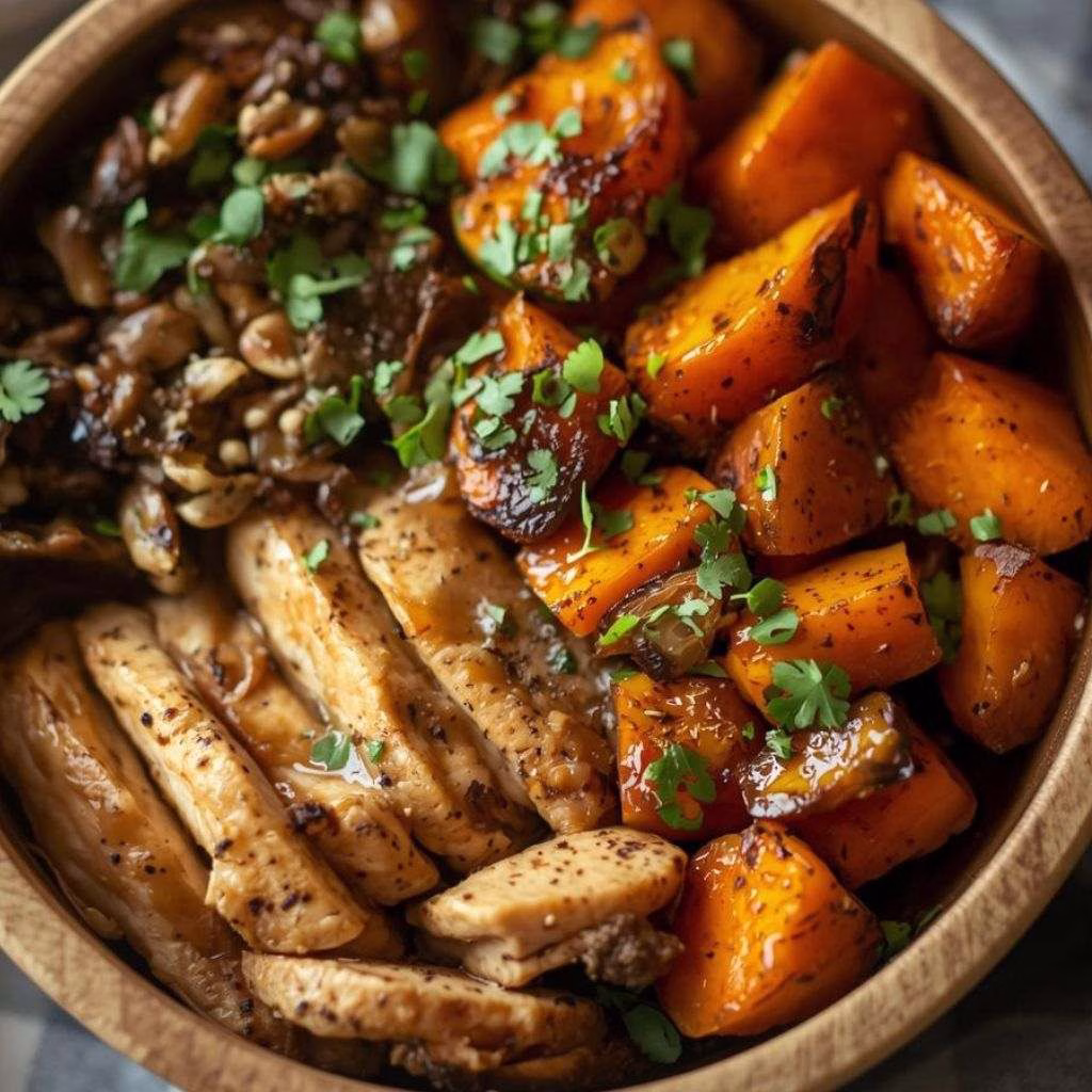 Maple Dijon Chicken & Sweet Potato Bowls Recipe
