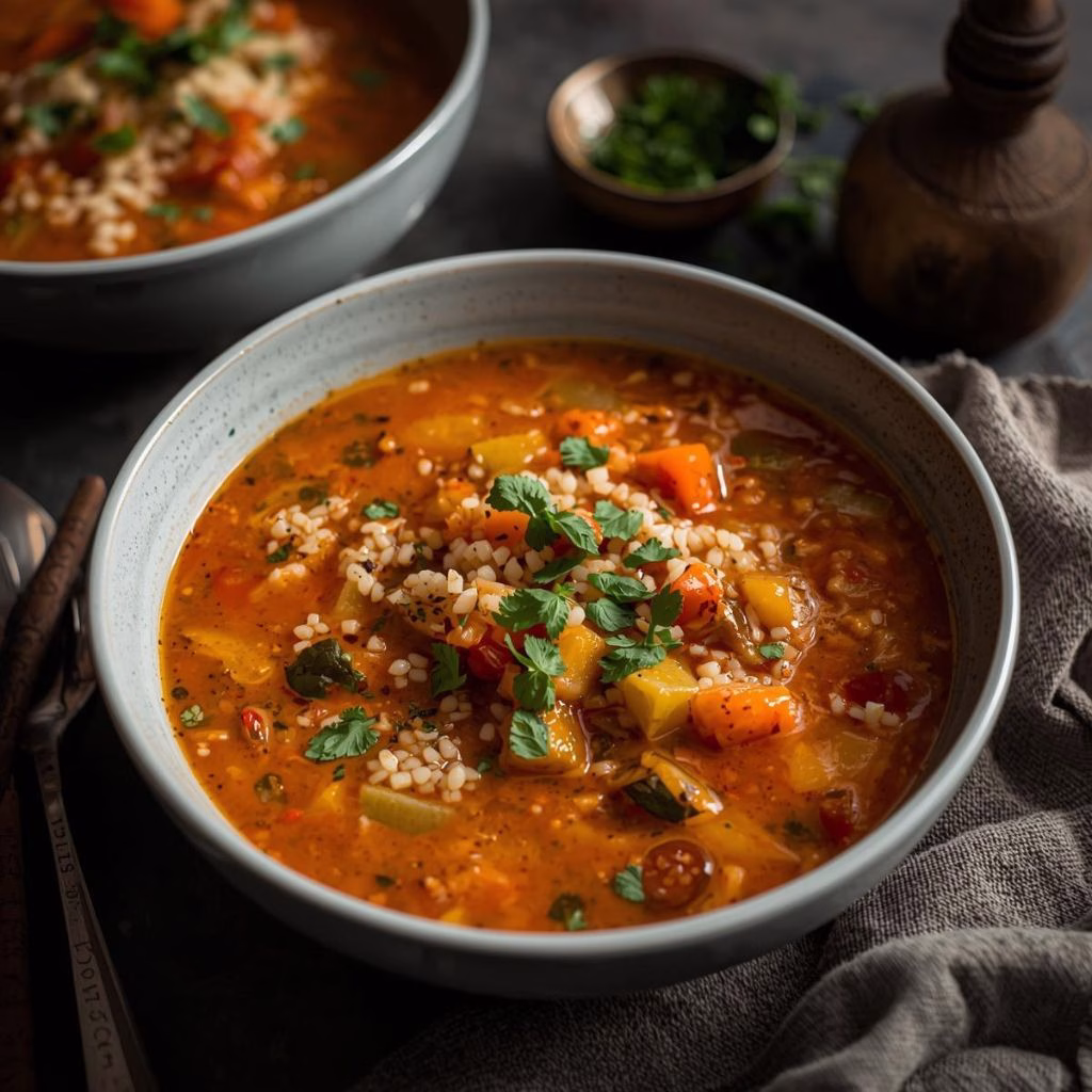 Moroccan-Spiced Vegetable Soup with Couscous Recipe