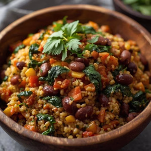One Pot Vegan Caribbean Pelau with Beans and Spinach Recipe