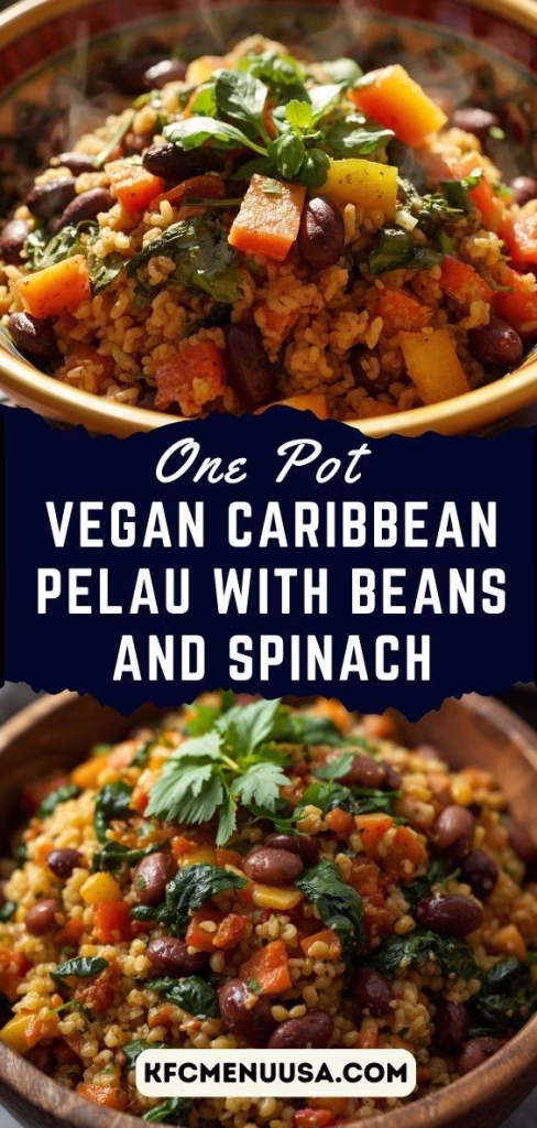 One Pot Vegan Caribbean Pelau with Beans and Spinach Recipe