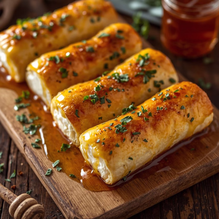 Oven Baked Feta Rolls with Chili Honey Recipe