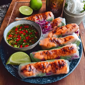 Oven-Baked Salmon Spring Rolls with a Vietnamese Twist Recipe