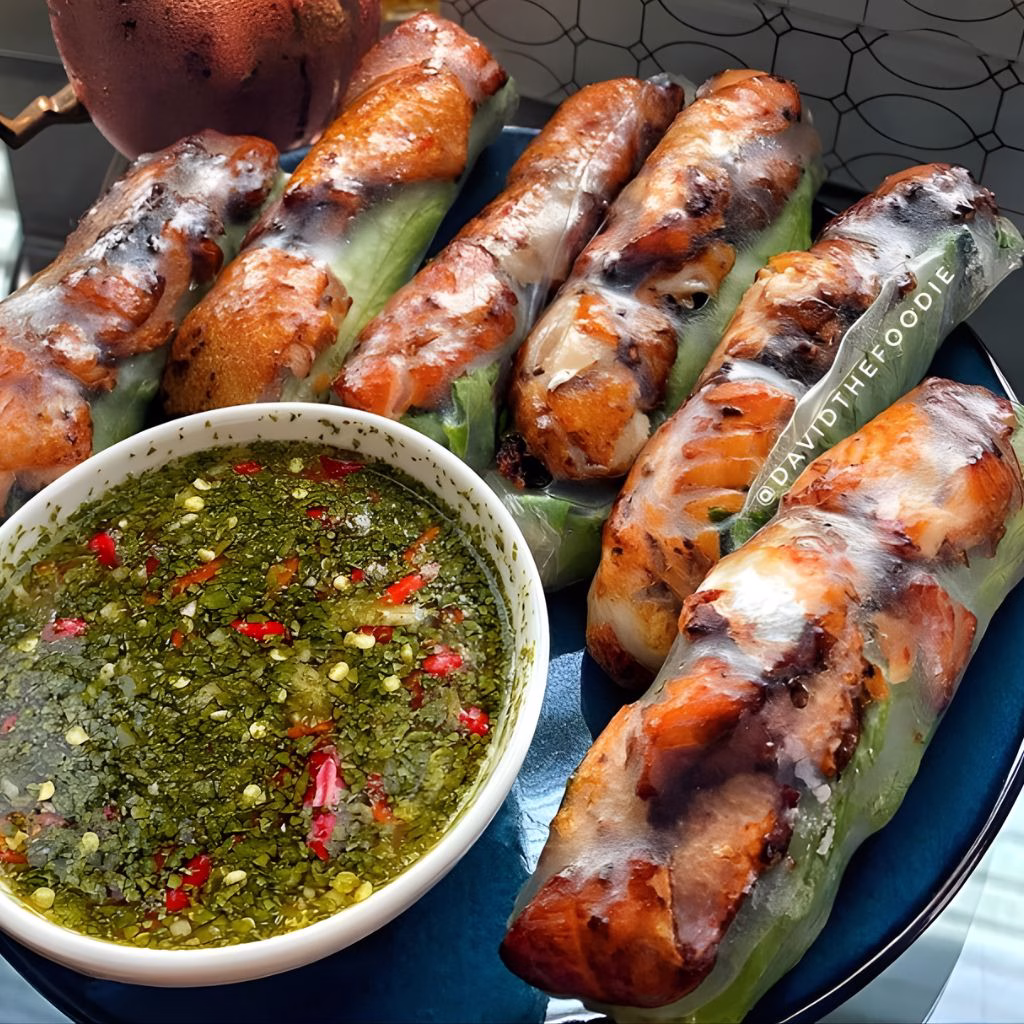 Oven-Baked Salmon Spring Rolls with a Vietnamese Twist Recipe