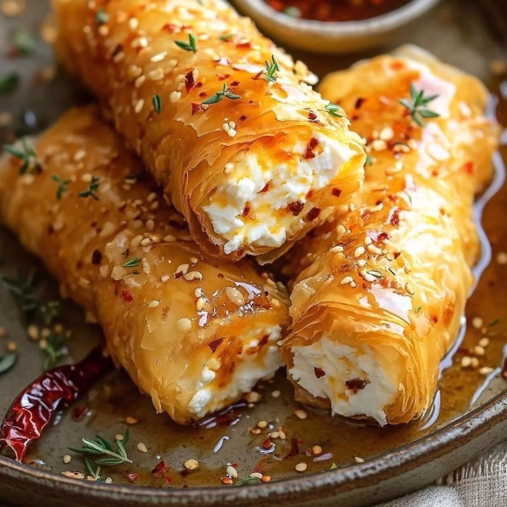 Oven-Fried Feta Rolls with Chili Honey Recipe