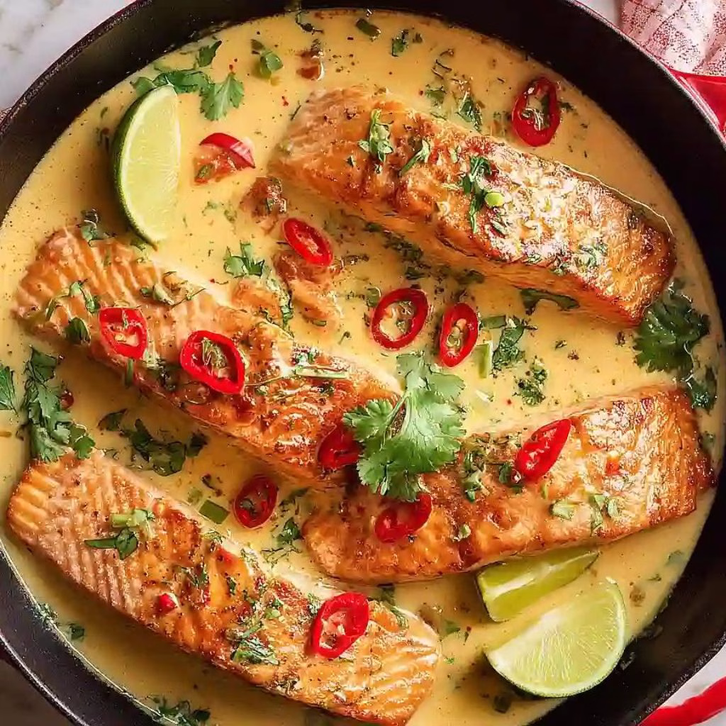 Poached Salmon in Coconut Lime Sauce Recipe
