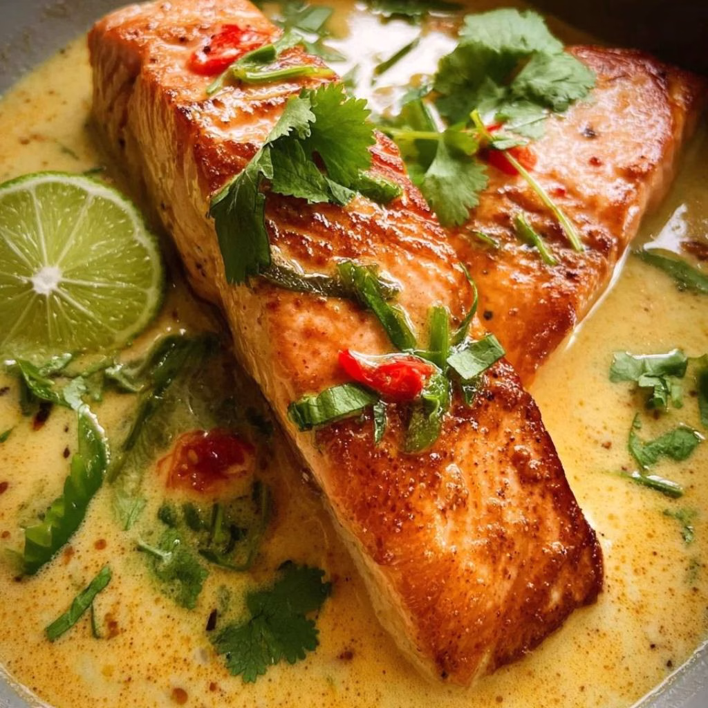Poached Salmon in Coconut Lime Sauce Recipe