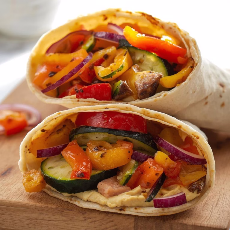 Roasted Veggie and Hummus Wraps Recipe