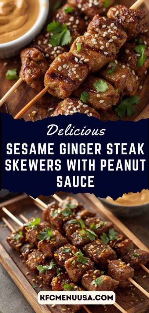 Sesame Ginger Steak Skewers with Peanut Sauce Recipe