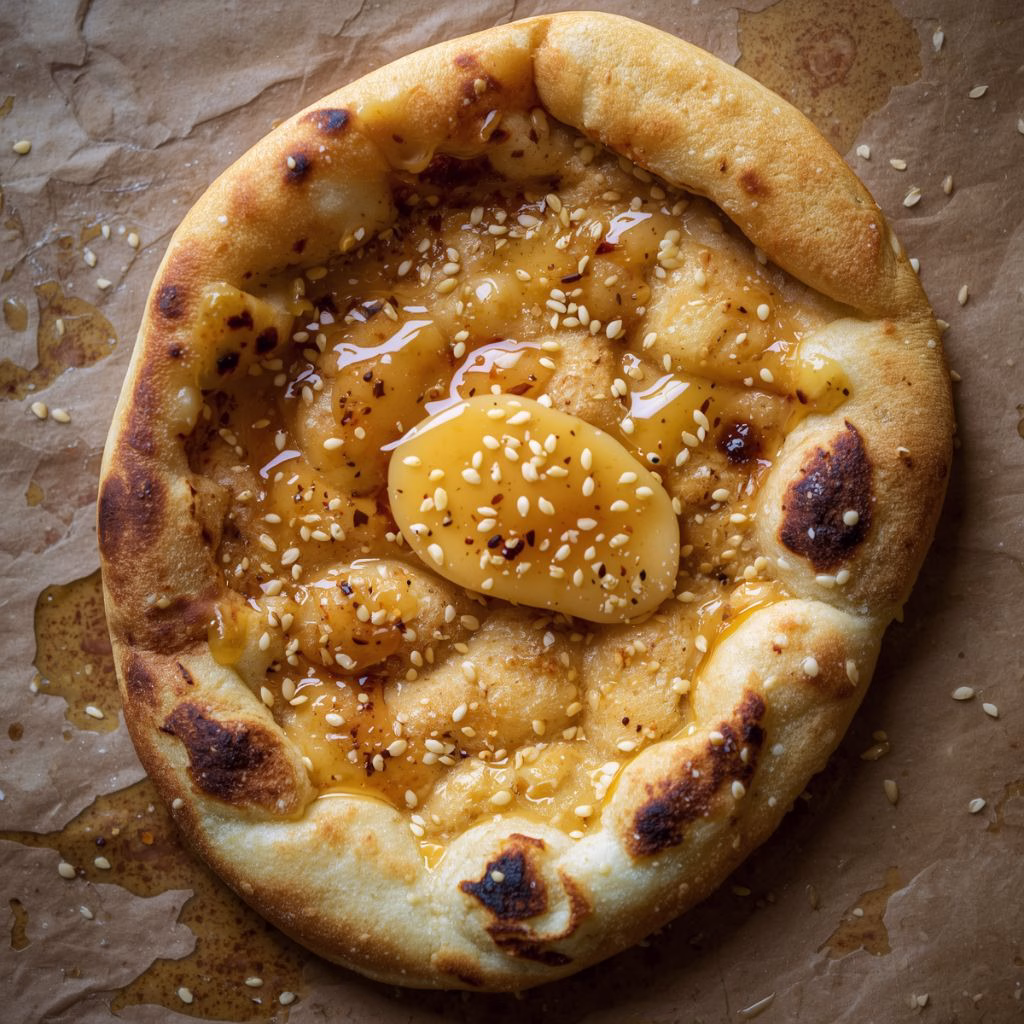 Sesame Gouda Stuffed Naan with Honey Recipe