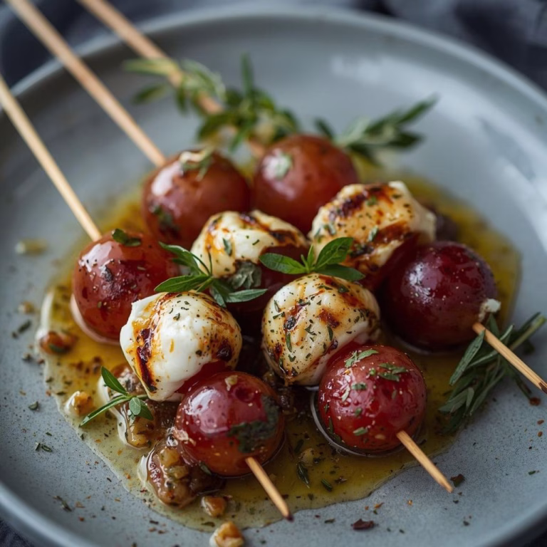 Smoked Rosemary Grilled Grape Skewers with Burrata Recipe