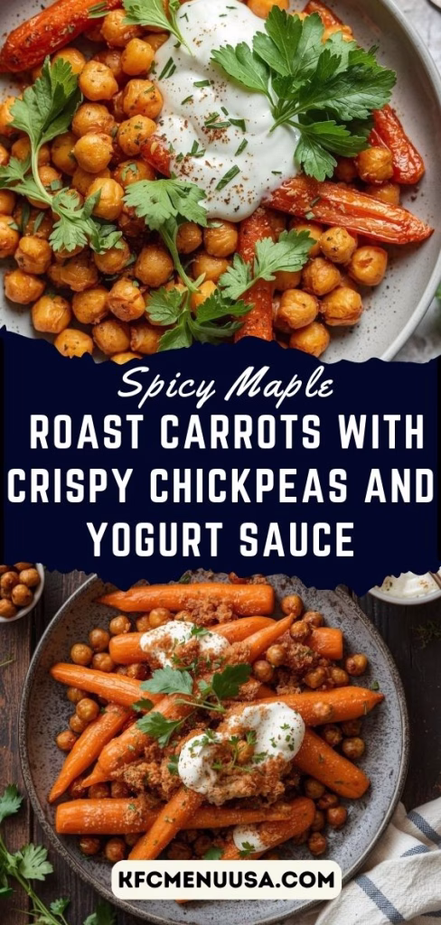 Spicy Maple Roast Carrots with Crispy Chickpeas and Yogurt Sauce Recipe