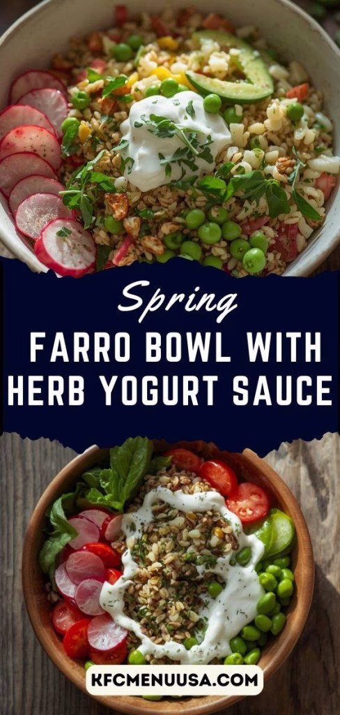 Spring Farro Bowl with Herb Yogurt Sauce Recipe