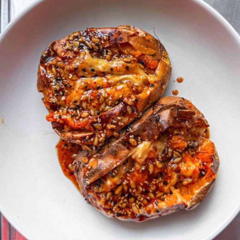 Sticky Tahini Butter Sweet Potatoes Recipe