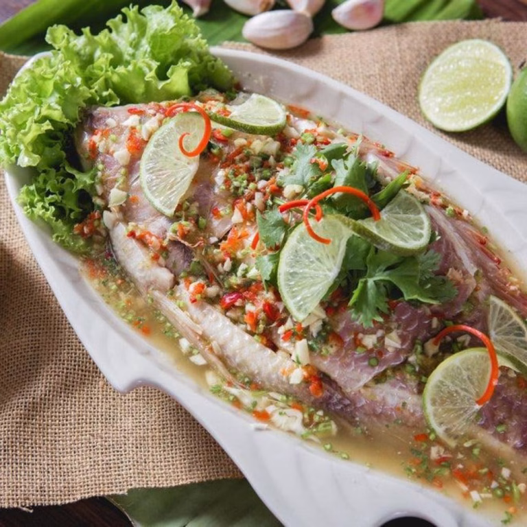 Thai Lime-Garlic Steamed Fish with Coconut Lemongrass Sauce Recipe