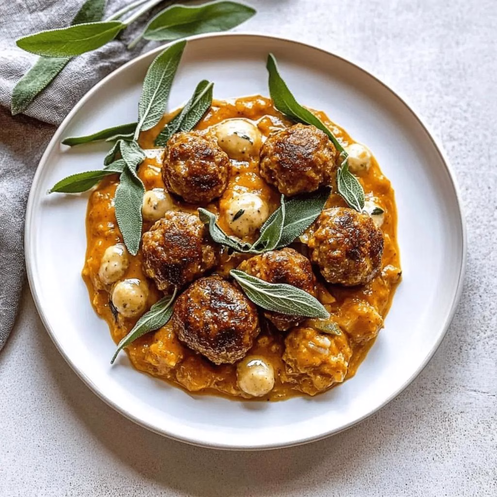 Turkey Meatballs in Pumpkin Sage Sauce Recipe