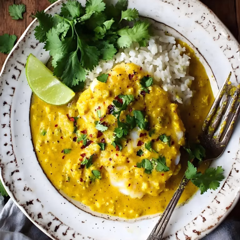 Yellow Curry Poached Cod Recipe