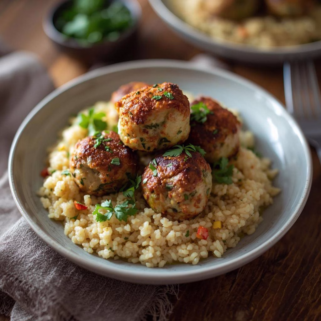 Zucchini Chicken Meatballs with Couscous Recipe