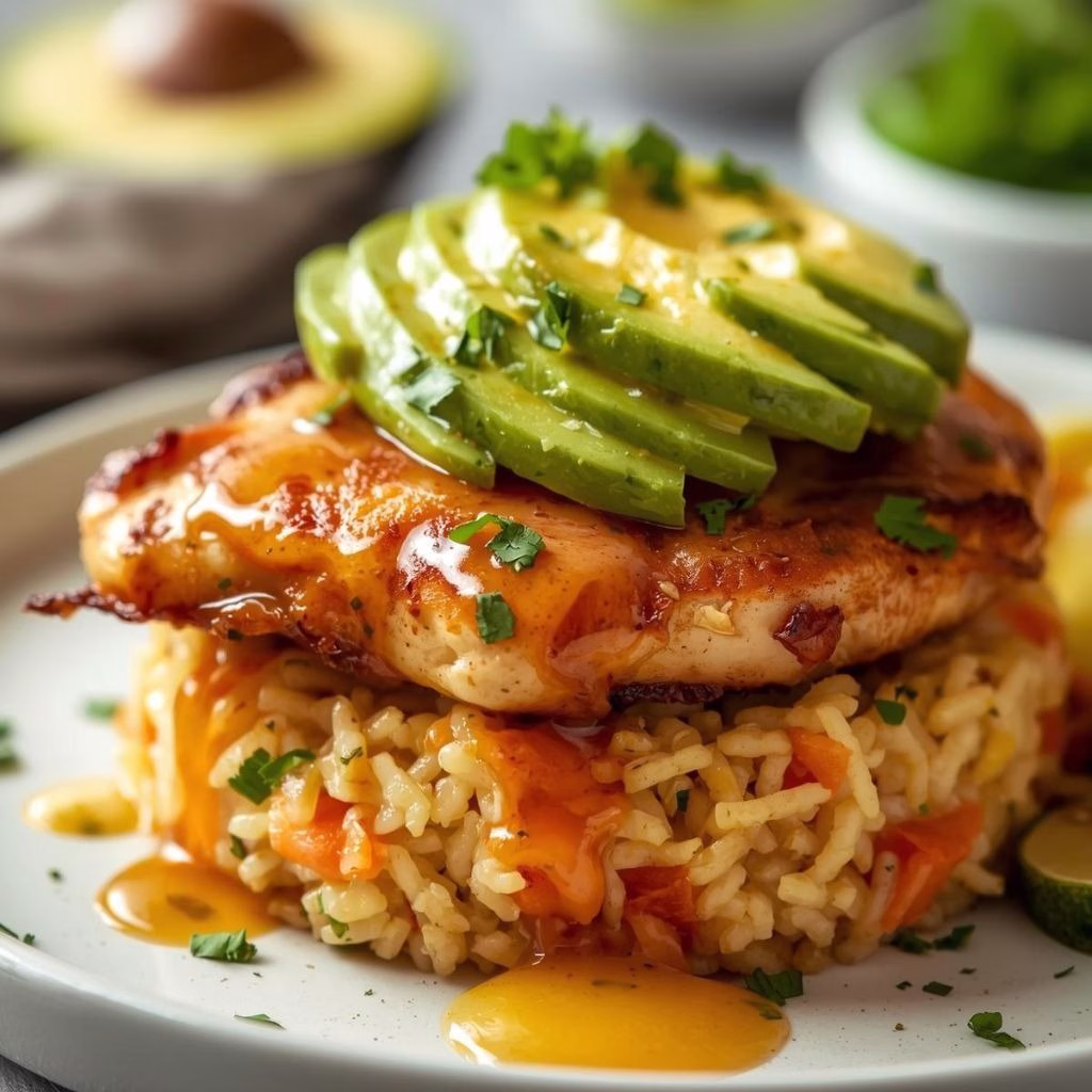 Honey Lime Chicken & Avocado Rice Stack Recipe