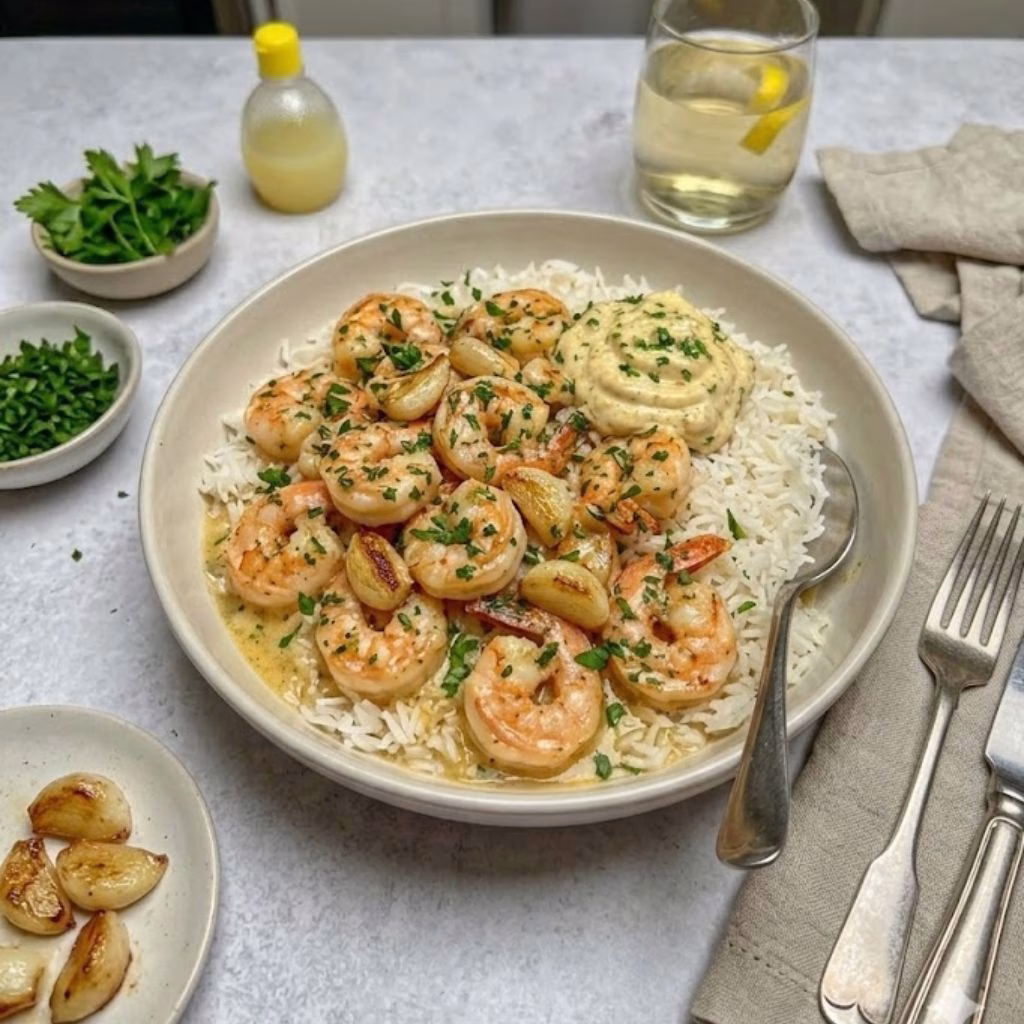 Creamy Garlic Shrimp with Rice Recipe