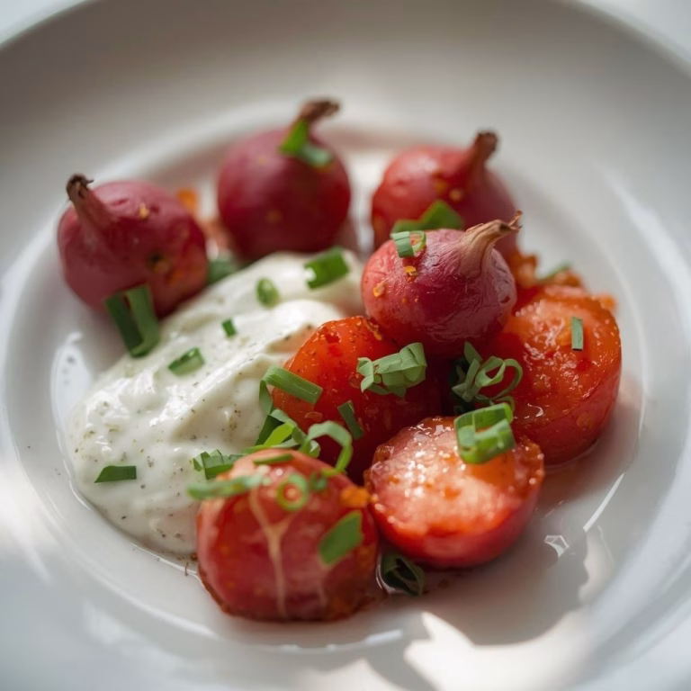 Roasted Radishes with Garlic Chive Yogurt Recipe