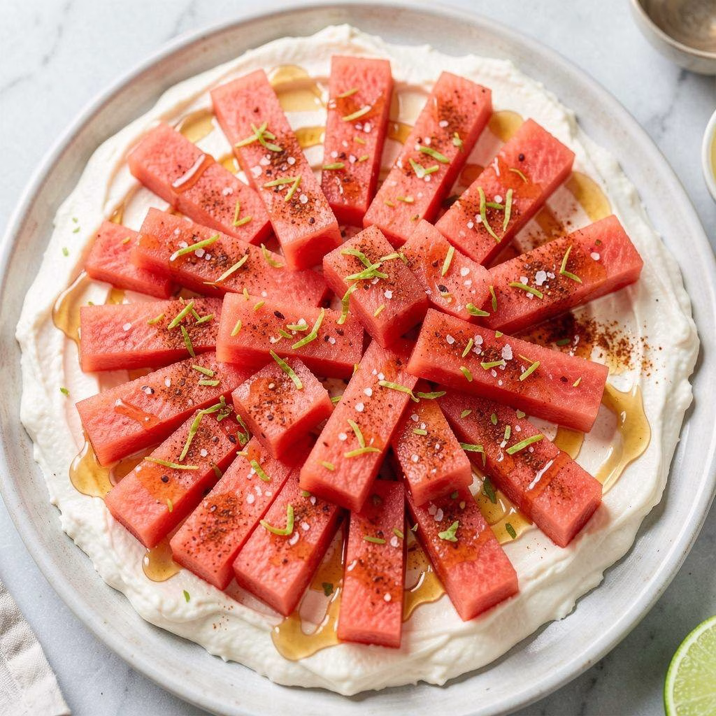 Chili Lime Watermelon with Labneh and Honey Recipe