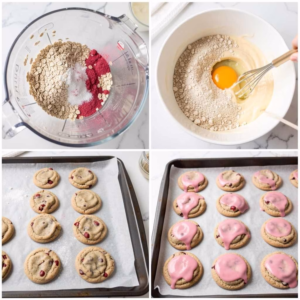 Strawberry Iced Oatmeal Cookies Recipe