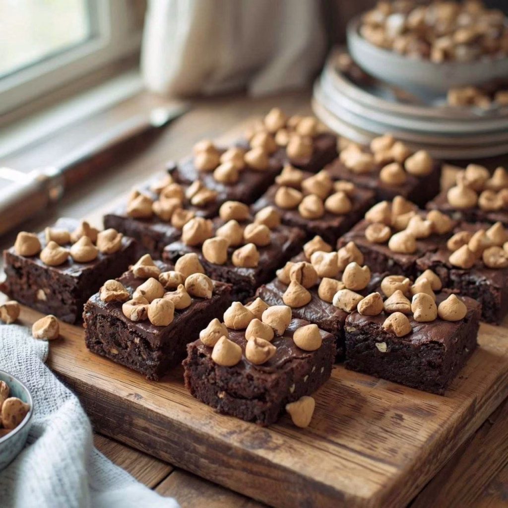 Puppy Chow Topped Peanut Butter Brownies Recipe