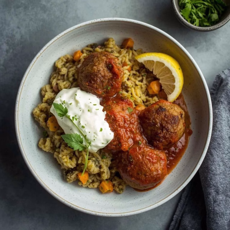 Harissa Meatballs with Fregola and Lemony Yogurt Recipe