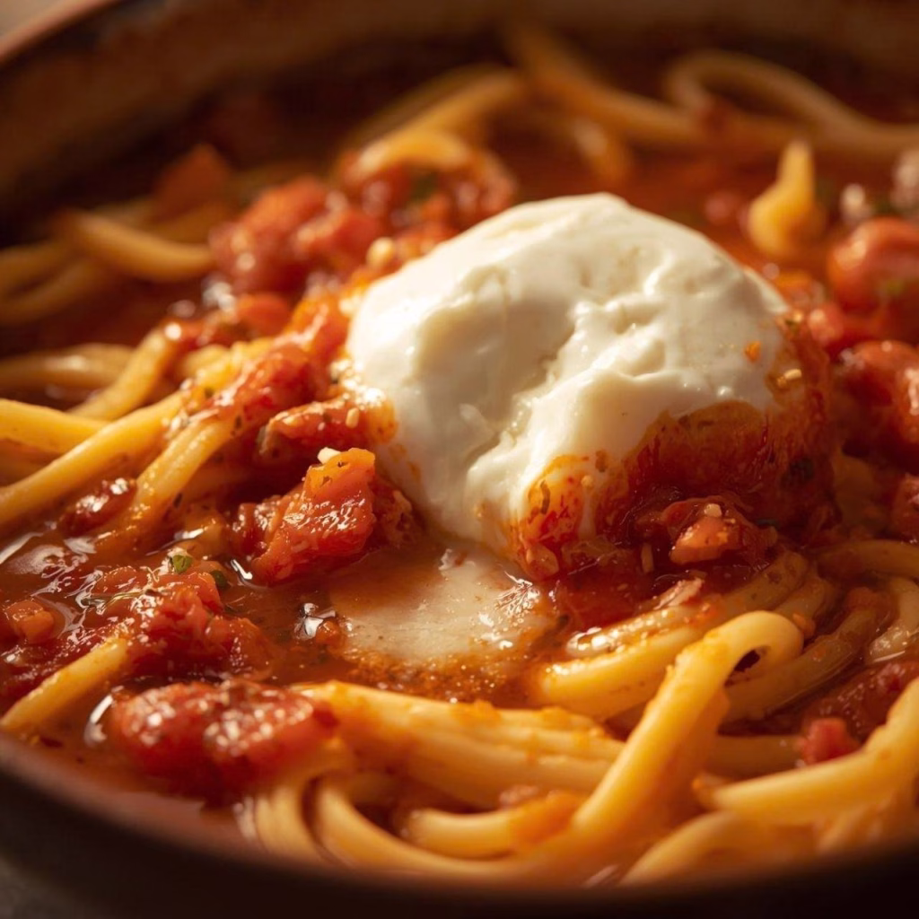 Spicy Tomato Burrata Pasta Recipe
