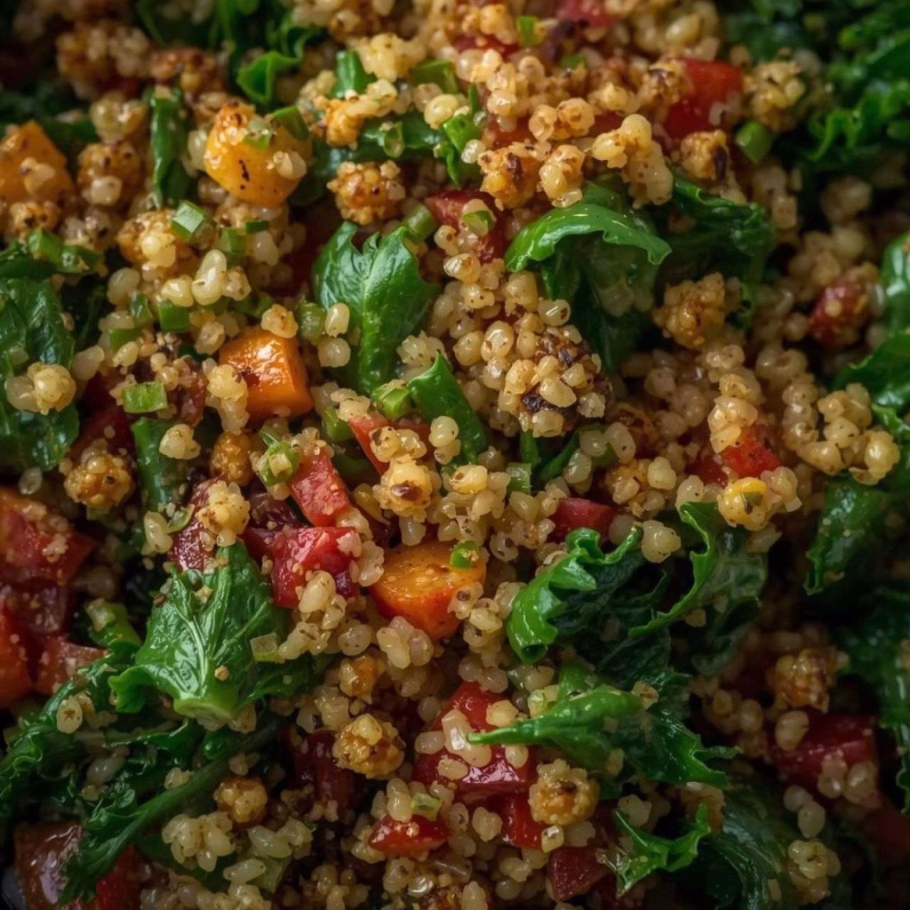 Baked Kale Salad with Crispy Quinoa Recipe