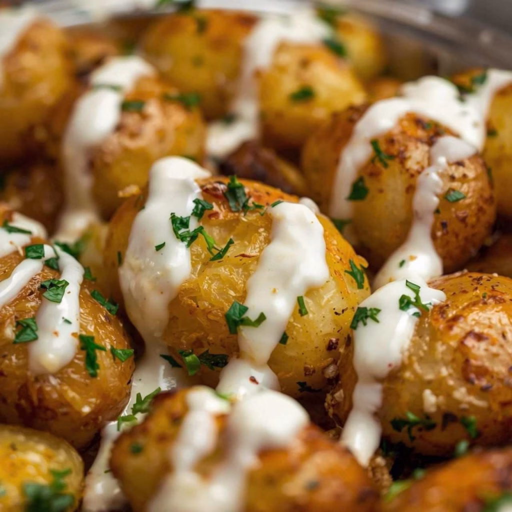 Lemon Roasted Potatoes with Creamy Feta Dressing Recipe