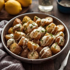 Lemon Roasted Potatoes with Creamy Feta Dressing Recipe