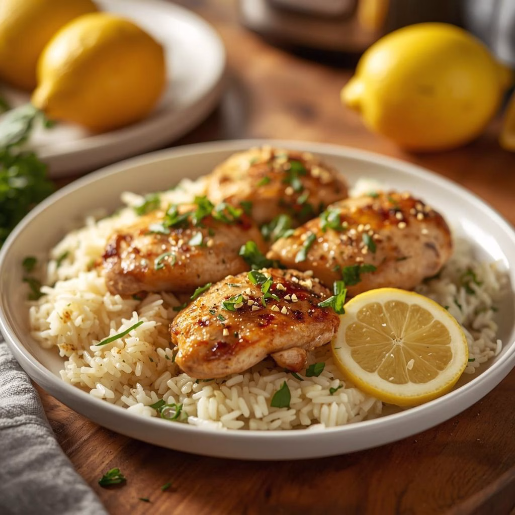 Air Fryer Greek Lemon Chicken & Rice Bake Recipe
