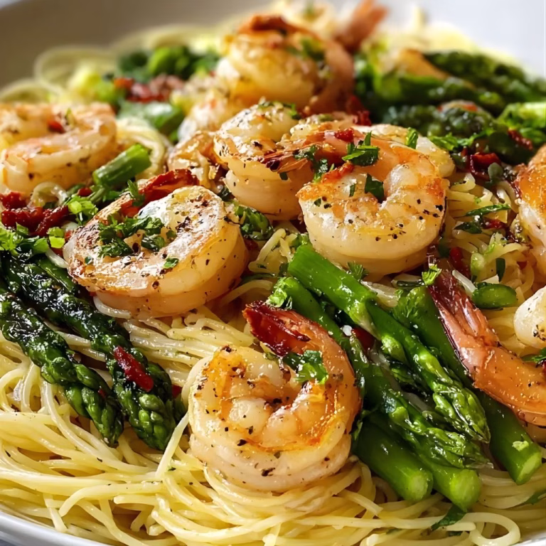 Asparagus and Shrimp with Angel Hair Pasta Recipe