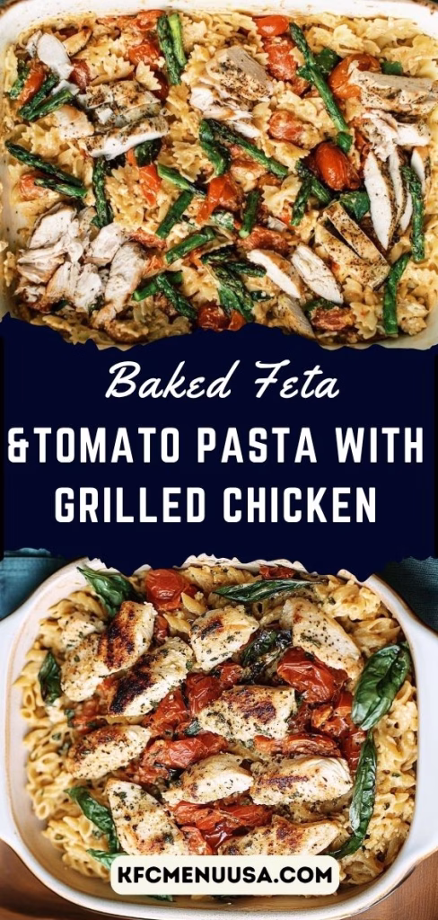 Baked Feta and Tomato Pasta with Grilled Chicken Recipe