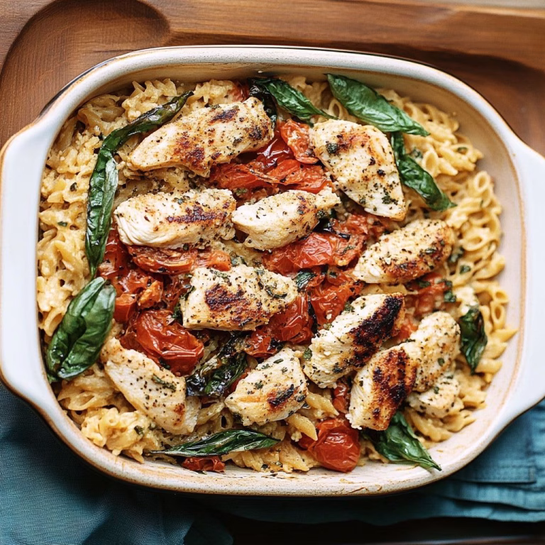 Baked Feta and Tomato Pasta with Grilled Chicken Recipe