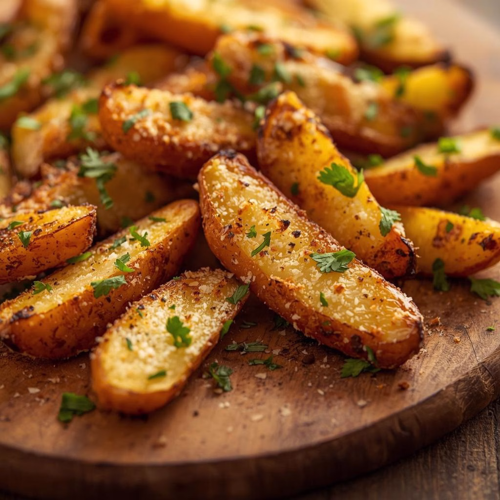 Baked Garlic Parmesan Potato Wedges Recipe