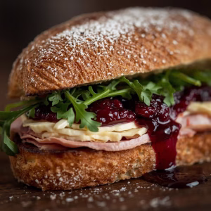 Brie & Turkey Ciabatta with Blueberry Jam and Caramelized Onions Recipe
