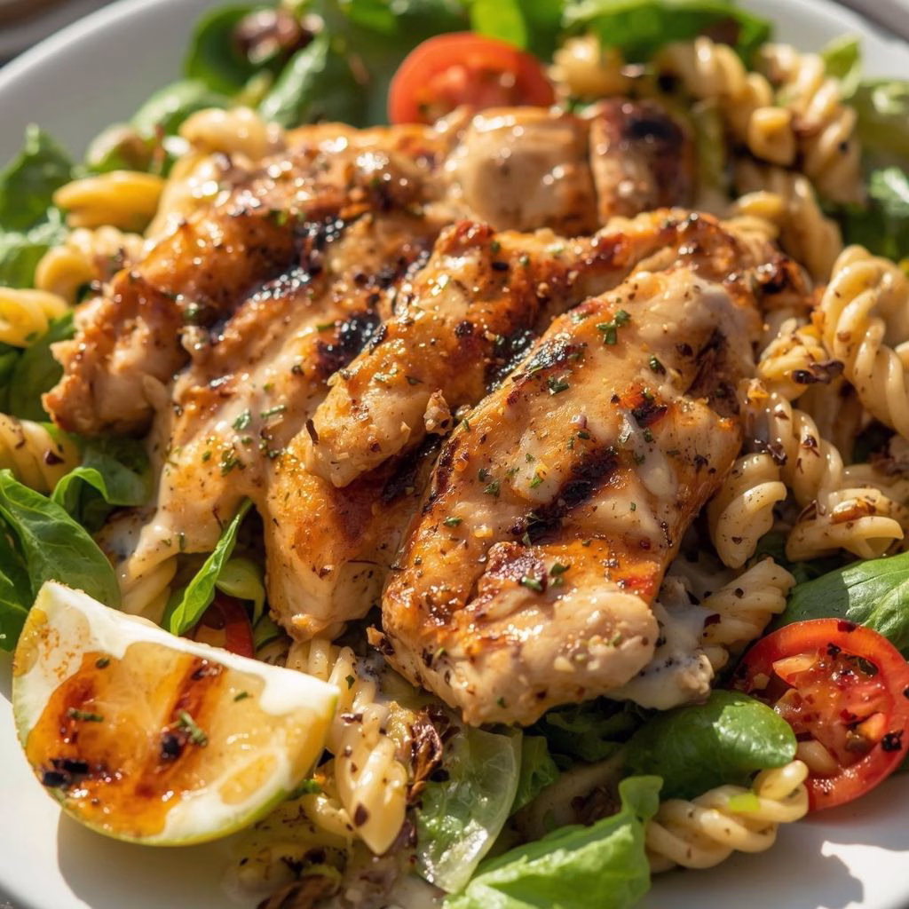 Caesar Pasta Salad with Zesty Grilled Chicken Recipe