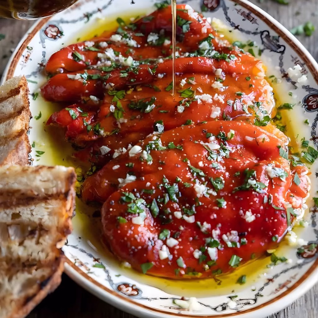 Chargrilled Capsicums in Garlic Parsley Oil Recipe