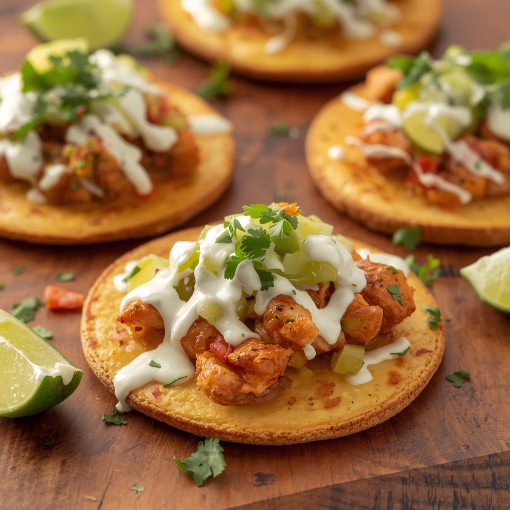 Cool Ranch Chicken Tostadadillas with Honey Lime Crema Recipe