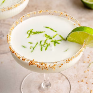Creamy Coconut Margarita with Tropical Flavor and Lime