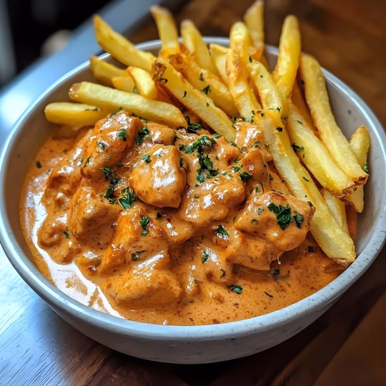 Creamy Garlic Butter Chicken with Golden Fries Recipe