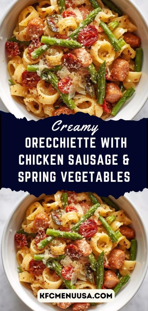 Creamy Orecchiette with Chicken Sausage & Spring Vegetables Recipe